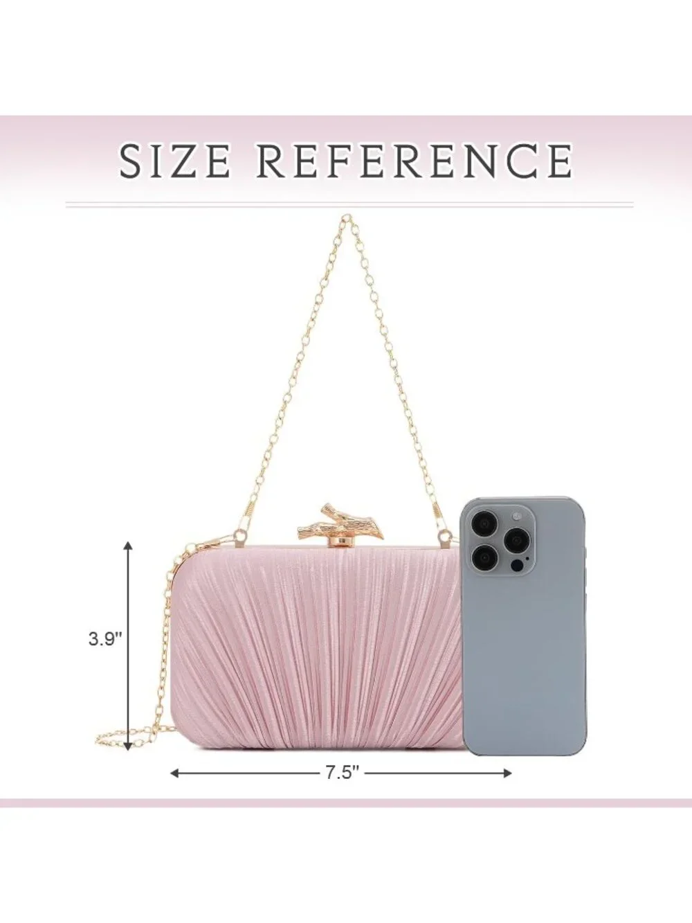 👜 Women's Pink Evening Bag Pleated Clutch Bag with Chain for Wedding Party